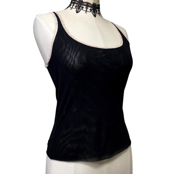 Cosabella Made in Italy Sheer Mesh Pink Lace Burnout Goth Grunge Raver Tank Top - Picture 2 of 10
